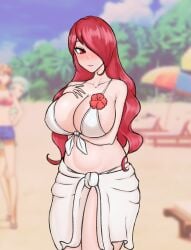 3girls big_breasts bikini blush breasts carfound karfound megami_tensei mitsuru_kirijo persona persona_3 red_hair shin_megami_tensei white_bikini