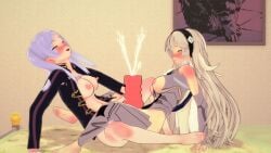 2futas 3d bare_legs bare_thighs barefoot bed blonde_hair blush breasts breasts_out coat corrin_(fire_emblem) corrin_(fire_emblem)_(female) fire_emblem fire_emblem_awakening fire_emblem_fates frottage futanari grey_hair hairband inner_thighs legs long_hair masturbation medium_breasts medium_hair mutual_masturbation naked_coat namelessns nintendo nude nude_female on_bed onahole robin_(fire_emblem) robin_(fire_emblem)_(female) sex_toy shared_masturbator sharing_onahole sharing_sex_toy thighhighs thighs twintails very_long_hair ymtwtm