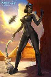 1girls bastet breasts egyptian egyptian_female egyptian_mythology female hawk kopesh marikoneko marikoneko0 naked naked_female nude nude_female pussy sand_cat solo_female