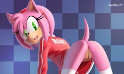 2023 amy_rose anthro anus artist_name ass black_nose clothing devo87 digital_media_(artwork) eulipotyphlan eyelashes female genitals green_eyes hedgehog legwear looking_at_viewer mammal open_mouth pink_body pussy sega solo sonic_(series) sonic_the_hedgehog_(series)