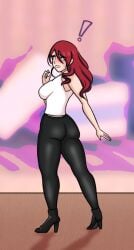 carfound female female_only high_heels karfound leather_pants long_hair megami_tensei mitsuru_kirijo persona persona_3 red_hair shin_megami_tensei solo solo_female thick_ass tight_pants