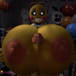 3d 3d_(artwork) autopaizuri big_breasts big_penis breasts_bigger_than_head cum female five_nights_at_freddy's futa_only futanari holding_breast holding_own_breast huge_cock hyper_breasts hyper_penis naked nude oakensfm paizuri penis robot robot_girl self_paizuri toy_chica_(fnaf) woodworksfm