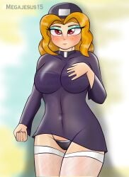 1girls adagio_dazzle blonde_hair breasts equestria_girls female female_only friendship_is_magic hasbro human megajesus15 my_little_pony panties solo solo_female stockings