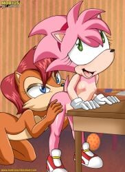 amy_rose anthro archie_comics bbmbbf furry mobius_unleashed palcomix rosy_the_rascal_(archie) sally_acorn sega sonic_(series) sonic_the_hedgehog_(series)