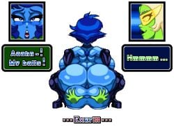 2girls ass balls big_ass big_balls big_butt blue_body blue_skin exkrill futanari gem_(species) goth_girl lapis_lazuli_(steven_universe) muscle_slut muscles peridot_(steven_universe) pixel_art sprite steven_universe transparent_background