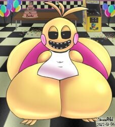 ass_bigger_than_head big_ass big_breasts bottomwear breasts_bigger_than_head female female_only five_nights_at_freddy's huge_toy_chica hyper_ass hyper_breasts robot robot_girl shanepr0d sideass topless toy_chica_(fnaf)