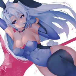 1girls a_(xenoblade) absurd_res alleycat_arts black_stockings black_thighhighs blue_eyes blue_gloves blush breasts bunny_ears bunnysuit busty choker cleavage core_crystal curvy earrings elbow_gloves female female_only finger_to_mouth gloves highres hips hourglass_figure large_breasts long_hair looking_at_viewer monolith_soft nintendo pointy_chin silver_hair slim_waist solo stockings thick_thighs thighhighs thighs very_long_hair voluptuous wide_hips xenoblade_(series) xenoblade_chronicles_3 xenoblade_chronicles_3:_future_redeemed