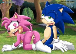 1boy 1girls absurd_res after_sex all_fours amy_rose ass bbmbbf blush classic_amy_rose cum cum_drip cum_in_pussy cum_leaking excessive_cum eyelashes female flaccid furry gloves green_eyes half-closed_eyes heart-shaped_pupils hedgehog humanoid_penis in_love kneel looking_pleasured male male/female mobius_unleashed open_mouth outside palcomix penis pietro's_secret_club quills sega sideboob smile socks sonic_(series) sonic_cd sonic_generations sonic_the_hedgehog sonic_the_hedgehog_(series) too_horny tree