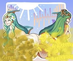 2girls enormous_ass fart fart_cloud fart_fetish farting farts fire_emblem fire_emblem:_three_houses gassy green_eyes green_hair kid_icarus multiple_girls palutena rhea_(fire_emblem) tagme thepervysage