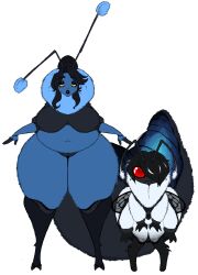 absurd_res anthro arthropod balls bee big_breasts breasts digital_media_(artwork) duo fan_character female genitals hannerr hi_res hymenopteran insects male male/female mature_female nude penis pussy queen_bee size_difference wings