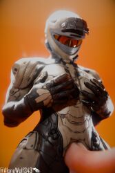 3d 3d_(artwork) alonewolf343 big_hips blender_(software) blender_cycles feminine_male futanari grabbing_breasts grabbing_own_breast halo_(series) helmet javi_(javiiiiok) male male_focus male_only out_of_frame skin_tight skinsuit small_breasts spartan_(halo) techsuit tight_clothing wide_hips