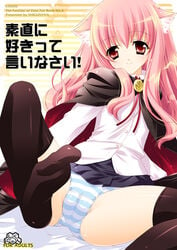 animal_ears blush cameltoe cat_ears character_name clothing kaede_(artist) louise_francoise_le_blanc_de_la_valliere panties pentacle pink_hair shigunyan shimapan skirt spread_legs stockings striped striped_panties thighhighs title_drop underwear zero_no_tsukaima