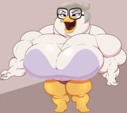 bentina_beakley big_breasts bird bra breasts colored disney disney_channel disney_xd duck ducktales ducktales_(2017) extreme_muscles female gilf glasses grey_hair hair huge_breasts hyper_breasts large_breasts milf muscles muscular muscular_arms muscular_female panties pecs samboga sbshouseofpancakes