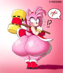 1girls amy_rose ass_bigger_than_head ass_bigger_than_skirt ass_bigger_than_torso big_ass bottomless enormous_ass female female_only furry huge_ass hyper hyper_ass hyper_bimbo looking_back no_underwear short_hair shortstack solo_female sonic_(series) sweatdrop sweaty sweaty_butt tagme thedeathcrow05 thick_thighs topwear wide_hips