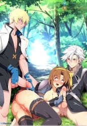 1girls 2boys a1ibaba anelace_elfead breasts cheating cheating_husband crossover cum eiyuu_densetsu female guilty_gear ky_kiske male male/female pussy rean_schwarzer straight uncensored