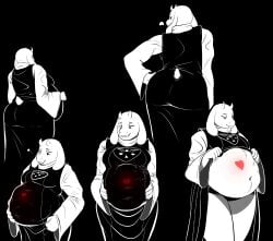 anthro anthro_only anthro_pred big_ass big_belly big_breasts dat_ass female_pred frisk goat goatmom hand_imprint hand_on_belly hand_on_hip human_prey human_soul joenobody joenobody_(artist) milf milf_pred panties tagme thick_thighs toriel undertale undertale_(series) vore