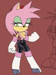 :3 amy_rose amy_the_bat ass bananagaari bodysuit boots breasts eyeshadow female furry gloves hairband high_heel_boots male sega sideboob sonic_(series) sonic_the_hedgehog_(series) tails