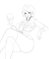 1girls looking_at_viewer rosewald1929 rwby sketch smile solo solo_female tagme willow_schnee wine wine_glass