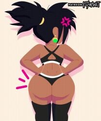 1girls animated annoyed ass_focus big_ass black_hair black_nails dat_ass dragon_ball dragon_ball_super draw_this_in_your_style earrings female_only kefla shamart sports_bra tagme tan-skinned_female tan_skin thick_thighs thighhighs thong tick_mark universe_6/universe_7 universe_6_girls wide_hips