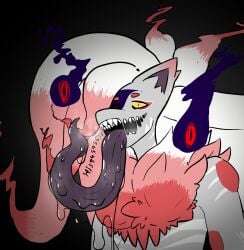 alpha_pokémon chest_tuft disembodied_eyes dripping_saliva edgy_ass_character fluffy grey_fur hissing hisuian_zoroark hisuianalpha horror long_tongue musk noroi_(hisuianalpha) pokemon pokemon_(species) red_eyes red_fur saliva scary spooky steam threatening tongue tongue_out white_fur yellow_eyes zoroark