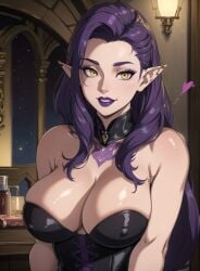 ai_generated big_breasts bimbo breasts curvy curvy_body curvy_female curvy_milf elf elf_ear elf_ears elf_female elf_girl leather lips lipstick looking_at_viewer looking_pleasured makeup mature mature_female mature_woman milf mommy mommy_kink mother nai_diffusion pointed_ears pointy_ears purple_hair purple_lips purple_lipstick seductive seductive_eyes seductive_look seductive_mouth seductive_pose seductive_smile stable_diffusion tagme tattoo tattoos voluptuous voluptuous_female yellow_eyes