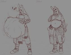 belly big_belly big_breasts breast_expansion breasts dbd dead dead_by_daylight digested_prey digestion drelard fatal_vore female female_only female_pred female_prey huntress_(dead_by_daylight) muscular_female post_digestion post_vore saliva tongue_out vore vore_belly weight_gain