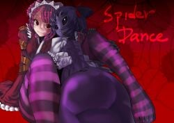 2girls arachnid arachnid_humanoid ass big_ass big_butt clothing crossover entoma_vasilissa_zeta female female_only fully_clothed hair_ornament insects lemonbizate_(artist) looking_at_viewer looking_back looking_back_at_viewer muffet multi_arm multi_eye multi_limb overlord_(maruyama) spider stockings tagme thick_thighs undertale undertale_(series)