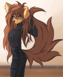 1girls apogee_(tinygaypirate) brown_hair female furry looking_at_viewer solo tail tinygaypirate