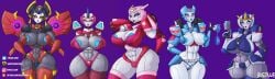 5girls abs arcee arcee_(g1) areolae artist_name autobot autobot_insignia big_breasts blue_nipples breasts bugzilla busty chromia curvaceous curvy curvy_female curvy_figure elita_one female female_autobots female_only giant_breasts hourglass_figure huge_breasts multiple_girls pussy revealing_armor revealing_clothes robot robot_girl slim_waist strongarm_(transformers) thick_thighs transformers transformers_robots_in_disguise_(2015) wide_hips windblade