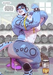 big_ass big_muscles bubble_butt flexing flexing_bicep furry huge_ass male measuring measuring_muscle measuring_tape muscular muscular_male pan_(sxfpantera) pantheradraws sxfpantera tagme