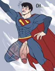 balls bara big_penis blush clark_kent clark_kent_(my_adventures_with_superman) dc_comics gay himbo jfb16 long_penis looking_down male_only muscular_male my_adventures_with_superman open_mouth penis_out superman superman_(series) surprised