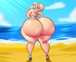 2023 ann_takamaki atlus bathing_suit beach bikini bikini_bottom huge_ass huge_breasts hyper_ass persona persona_5 schnauzercito swimsuit thong tiny_bikini