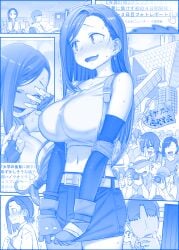 blue_background final_fantasy final_fantasy_vii himura_kiseki large_breasts official_art tank_top tifa_lockhart