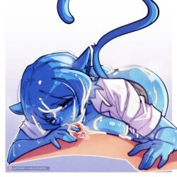 1girls 2d blowjob blue_body blue_eyes blue_hair cum cum_on_ass cum_on_body cum_on_face cumshot nicole_watterson nicole_watterson_(anime) oral oral_sex risking_the_biscuits_for_this_bro tail the_amazing_world_of_gumball the_amazing_world_of_gumball_(anime) thick_ass yutakke