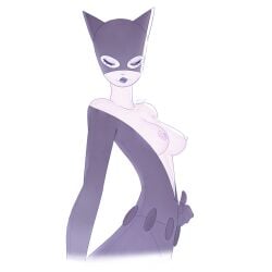 1girls batman_(series) breasts catwoman closed_eyes dc_comics nipples solo solo_female solo_focus tequilanart