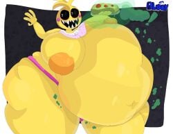 animatronic big_belly big_breasts blueytheplantlizard burping chicken five_nights_at_freddy's inflation robot toy_chica_(fnaf) vore vore_belly