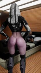 1boy 1girls 3d alien_girl ass athletic_female blender_(software) commander_shepard facelesstrigger female light-skinned_male male mass_effect purple_skin quarian tagme tali'zorah_nar_rayya thick_thighs