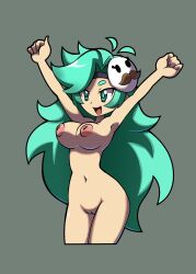 accurate_art_style breasts green_eyes green_hair mask mask_on_head nipples niyuyu nude nude_female pringles pussy shantae viola_(pringleseater96)