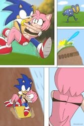 amy_rose breasts chunkiroll clothes_ripping female male senftember senftember_(2023) sonic_(series) sonic_the_hedgehog tagme wardrobe_malfunction