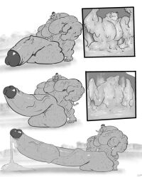 anthro ass bear big_butt big_penis bodily_fluids comic cum death digested digestive_fluids duo elephant elephantid genital_fluids genitals growth hi_res huge_butt huge_cock hyper hyper_butt hyper_genitalia hyper_penis long_penis male male/male mammal muscle_growth muscular muscular_anthro muscular_male penis proboscidean uniparasite vein veiny_muscles veiny_penis xythan_(character)