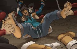 1girls amon armpit armpits avatar_legends bad_pierrot bondage boots_removed clothed clothed_female crying equalist female foot_lick korra laughing lezdom male multiple_doms nonbender shackles tears the_avatar the_legend_of_korra tickle_torture tickling tickling_armpits tickling_feet water_tribe yuri