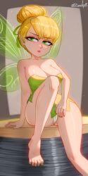 2023 ass blonde_hair breasts cameltoe cleavage disney disney_fairies feet female female_focus female_only green_eyes painted_nails panties peter_pan_(disney) pussy thick_thighs thighs tied_hair tinker_bell zexlynk