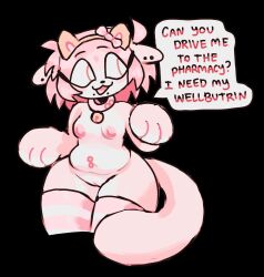 2023 anthro belly breasts catgenderzz clothing domestic_cat felid feline felis female genitals hi_res legwear mammal mostly_nude piercing pink_body pussy solo tail thigh_highs wide_hips zoey_(catgenderzz)