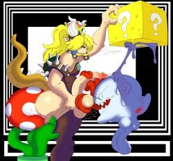 1futa 2others ?_block ambiguous_gender anus balls blonde_hair blue_eyes blue_plate_special boo_(mario) bowsette cum dickgirl ejaculation fellatio flaccid futa_focus futa_on_male futanari horns huge_balls huge_cock humanoid humanoid_penis leotard light-skinned_futanari long_tongue male mario_(series) new_super_mario_bros._u_deluxe orgasm penis piranha_plant powerboysmut rimming rimming_futa spiked_armband spiked_shell standing super_crown super_mario_bros. tail testicles thighhighs threesome