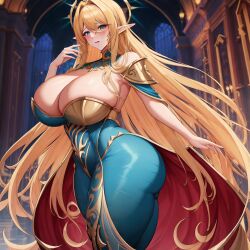 ai_generated big_ass big_butt bimbo blonde_hair blue_clothes blue_clothing bubble_butt chaos_(warhammer) cult cultist elf female gold_(metal) gold_jewelry jewelry massive_ass massive_butt tzeentch unstable_diffusion warhammer_(franchise) warhammer_fantasy