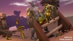 1boy 1girls 3d anal anal_sex big_ass big_penis desert female fence flat_chest flat_chested gadget_(artist) golden_tattoo male male_penetrating_female piercings public sethrak snake snake_girl troll warcraft world_of_warcraft zandalari_troll