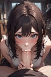 ai_generated aigeneratedp eye_contact looking_at_viewer oral original original_character pov pov_blowjob pov_eye_contact sucking sucking_penis suction