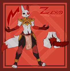 1_eye anklet anthro armor bottomwear character_name clothing demon demonic diamond_grenadier eye_symbol generation_3_pokemon genitals hi_res jewelry loincloth male model_sheet nintendo penis pokemon pokemon_(species) shoulder_pads solo symbol unconvincing_armor unusual_anatomy unusual_genitalia zangoose