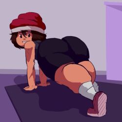 ass ass_focus ass_up big_ass big_butt butt_focus oblivious oc shortstack shortstack_femboy tabs_huoo tabshuoo thick_femboy unaware yoga yoga_pants yoga_pose