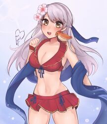 1girls 2023 :d alternate_costume artist_name bare_shoulders bikini bikini_skirt bird bird_on_shoulder blush breasts brown_eyes cleavage commentary cowboy_shot female female_only fire_emblem fire_emblem:_radiant_dawn fire_emblem_heroes flower grey_hair hair_flower hair_ornament highres light-skinned_female light_skin long_hair looking_at_viewer medium_breasts micaiah_(fire_emblem) micaiah_(summer)_(fire_emblem) navel nintendo official_alternate_costume open_mouth pink_flower purrlucii red_bikini red_skirt red_swimsuit shawl skirt smile solo standing stomach swimsuit thighs very_long_hair watermark yellow_eyes yune_(fire_emblem)